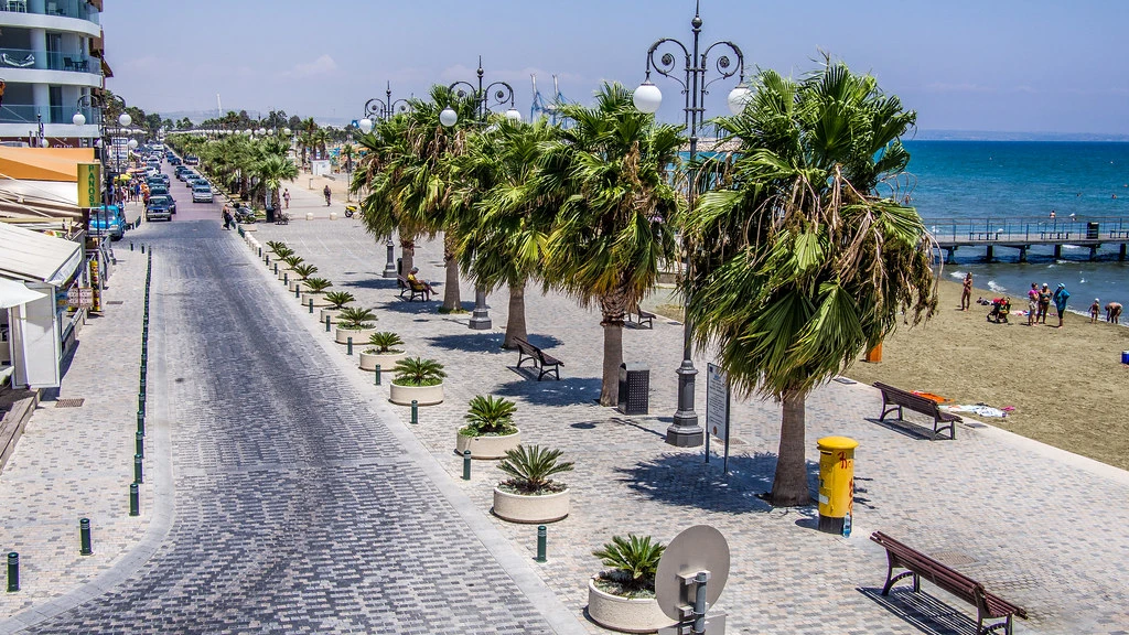 Larnaka city landmarks and coastal scenery for car hire guide